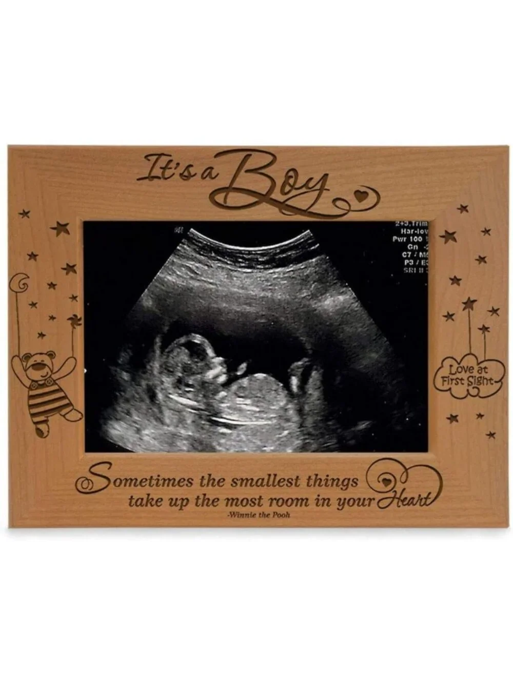 Engraved Wood Picture Frame for Baby - Heartfelt Sonogram Keepsake Gift, It's a